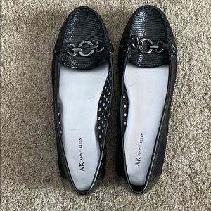 Ann Klein Black & Black Patent Loafers New Size 12